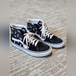 Vans Sk8-Hi logo black white sneakers shoes size 6.5 men 8 women